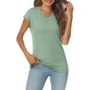 image:imageAUTOMET Womens V Neck T Shirts Cap Sleeve Cap Sleeve Basic TeesLakegreen