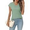 image:imageAUTOMET Womens V Neck T Shirts Cap Sleeve Cap Sleeve Basic TeesLakegreen