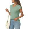 image:imageAUTOMET Womens V Neck T Shirts Cap Sleeve Cap Sleeve Basic TeesLakegreen
