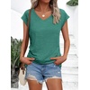 image:imageAUTOMET Womens V Neck T Shirts Cap Sleeve Cap Sleeve Basic TeesLakegreen