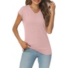 image:imageAUTOMET Womens V Neck T Shirts Cap Sleeve Cap Sleeve Basic TeesLightpink