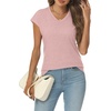image:imageAUTOMET Womens V Neck T Shirts Cap Sleeve Cap Sleeve Basic TeesLightpink