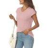 image:imageAUTOMET Womens V Neck T Shirts Cap Sleeve Cap Sleeve Basic TeesLightpink