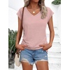 image:imageAUTOMET Womens V Neck T Shirts Cap Sleeve Cap Sleeve Basic TeesLightpink