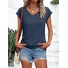 image:imageAUTOMET Womens V Neck T Shirts Cap Sleeve Cap Sleeve Basic TeesNavy