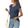 image:imageAUTOMET Womens V Neck T Shirts Cap Sleeve Cap Sleeve Basic TeesNavy