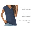 image:imageAUTOMET Womens V Neck T Shirts Cap Sleeve Cap Sleeve Basic TeesNavy