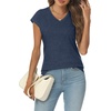 image:imageAUTOMET Womens V Neck T Shirts Cap Sleeve Cap Sleeve Basic TeesNavy