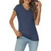 image:imageAUTOMET Womens V Neck T Shirts Cap Sleeve Cap Sleeve Basic TeesNavy