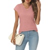 image:imageAUTOMET Womens V Neck T Shirts Cap Sleeve Cap Sleeve Basic TeesPink