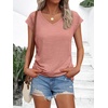 image:imageAUTOMET Womens V Neck T Shirts Cap Sleeve Cap Sleeve Basic TeesPink