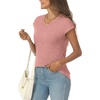 image:imageAUTOMET Womens V Neck T Shirts Cap Sleeve Cap Sleeve Basic TeesPink