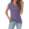 image:imageAUTOMET Womens V Neck T Shirts Cap Sleeve Cap Sleeve Basic TeesPurple