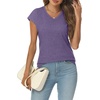 image:imageAUTOMET Womens V Neck T Shirts Cap Sleeve Cap Sleeve Basic TeesPurple