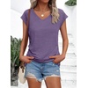 image:imageAUTOMET Womens V Neck T Shirts Cap Sleeve Cap Sleeve Basic TeesPurple