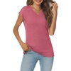 image:imageAUTOMET Womens V Neck T Shirts Cap Sleeve Cap Sleeve Basic TeesRed
