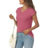 image:imageAUTOMET Womens V Neck T Shirts Cap Sleeve Cap Sleeve Basic TeesRed