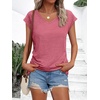 image:imageAUTOMET Womens V Neck T Shirts Cap Sleeve Cap Sleeve Basic TeesRed