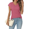 image:imageAUTOMET Womens V Neck T Shirts Cap Sleeve Cap Sleeve Basic TeesRed