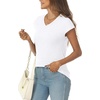 image:imageAUTOMET Womens V Neck T Shirts Cap Sleeve Cap Sleeve Basic TeesWhite