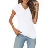 image:imageAUTOMET Womens V Neck T Shirts Cap Sleeve Cap Sleeve Basic TeesWhite