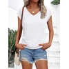 image:imageAUTOMET Womens V Neck T Shirts Cap Sleeve Cap Sleeve Basic TeesWhite