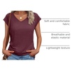 image:imageAUTOMET Womens V Neck T Shirts Cap Sleeve Cap Sleeve Basic TeesWinered