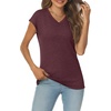 image:imageAUTOMET Womens V Neck T Shirts Cap Sleeve Cap Sleeve Basic TeesWinered