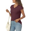 image:imageAUTOMET Womens V Neck T Shirts Cap Sleeve Cap Sleeve Basic TeesWinered