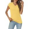 image:imageAUTOMET Womens V Neck T Shirts Cap Sleeve Cap Sleeve Basic TeesYellow