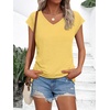 image:imageAUTOMET Womens V Neck T Shirts Cap Sleeve Cap Sleeve Basic TeesYellow