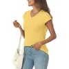 image:imageAUTOMET Womens V Neck T Shirts Cap Sleeve Cap Sleeve Basic TeesYellow