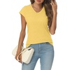 image:imageAUTOMET Womens V Neck T Shirts Cap Sleeve Cap Sleeve Basic TeesYellow