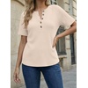 image:imageAUTOMET Womens Waffle Knit Henley Tops Short Sleeve Blouses Business Casual TShirts for Spring Summer Vacation 2026Apricot