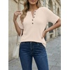 image:imageAUTOMET Womens Waffle Knit Henley Tops Short Sleeve Blouses Business Casual TShirts for Spring Summer Vacation 2026Apricot