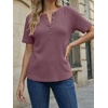 image:imageAUTOMET Womens Waffle Knit Henley Tops Short Sleeve Blouses Business Casual TShirts for Spring Summer Vacation 2026Mauve
