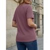 image:imageAUTOMET Womens Waffle Knit Henley Tops Short Sleeve Blouses Business Casual TShirts for Spring Summer Vacation 2026Mauve