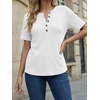 image:imageAUTOMET Womens Waffle Knit Henley Tops Short Sleeve Blouses Business Casual TShirts for Spring Summer Vacation 2026White
