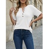image:imageAUTOMET Womens Waffle Knit Henley Tops Short Sleeve Blouses Business Casual TShirts for Spring Summer Vacation 2026White