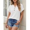 image:imageAUTOMET Womens Waffle Knit Henley Tops for Summer Daily Wear Dressy Casual OfficeWhite