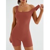 image:imageAUTOMET Womens Workout Romper Flattering Shaping Jumpsuit for Summer 2026Brown