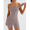 image:imageAUTOMET Womens Workout Romper Flattering Shaping Jumpsuit for Summer 2026Coffeegrey