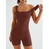 image:imageAUTOMET Womens Workout Romper Flattering Shaping Jumpsuit for Summer 2026Darkbrown