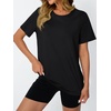 image:imageAUTOMET Womens Workout Shirts Short Sleeve Tops for Running Hiking Gym AthleticBlack