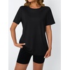 image:imageAUTOMET Womens Workout Shirts Short Sleeve Tops for Running Hiking Gym AthleticBlack