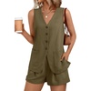 image:imageAUTOMET Summer Sets for Women Two Piece Vacation Outfits Short Set Button Down Business Casual Dressy 2 Piece Clothes 2026Camel