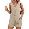 image:imageAUTOMET Summer Sets for Women Two Piece Vacation Outfits Short Set Button Down Business Casual Dressy 2 Piece Clothes 2026Khaki