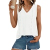 image:imageAUTOMET Women Summer Tank Top Eyelet Embroidery 2026 Spring Vacation Sleeveless V Neck Loose Fit Shirt Fashion Casual ClothesWhite
