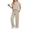 image:imageAUTOMET Womens 2 Piece Matching Lounge Sets 2026 Summer Mock Neck Sweatsuits Short Sleeve Loungewear Travel OutfitsKhaki