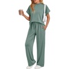 image:imageAUTOMET Womens 2 Piece Matching Lounge Sets 2026 Summer Mock Neck Sweatsuits Short Sleeve Loungewear Travel OutfitsSage